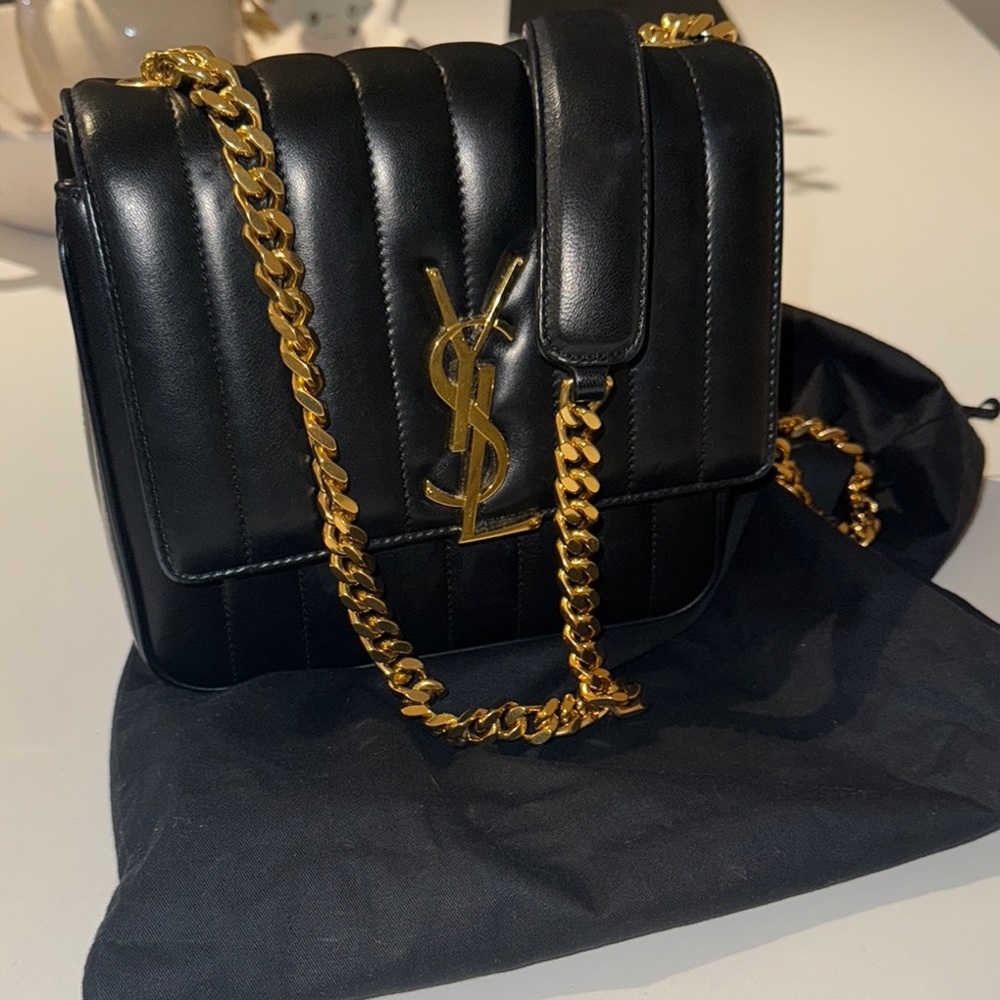 Yves Saint Laurent Black Leather Chain Bag
